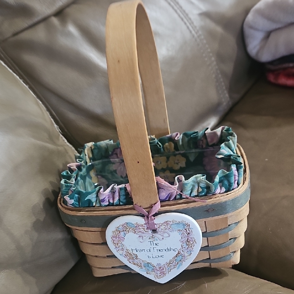 Longaberger Basket with Blue and Tan Accents